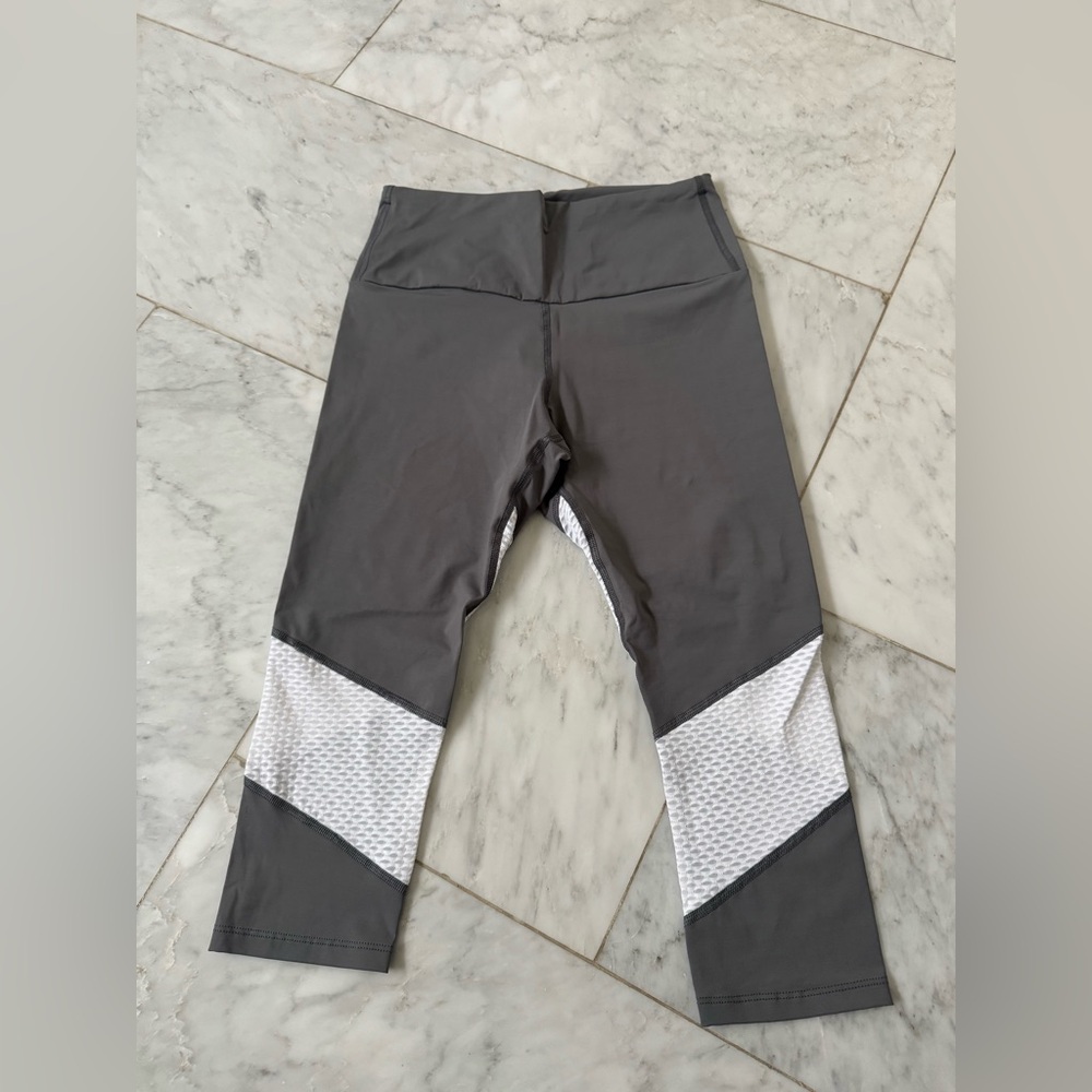 Gray and White Capri Leggings